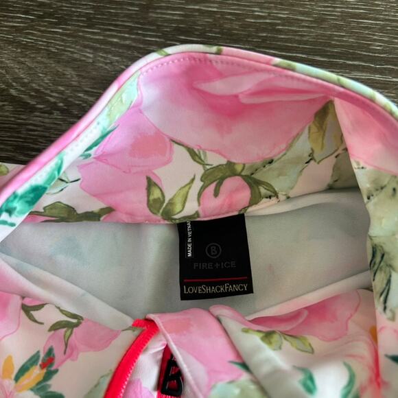 NWOT LoveShackFancy x BOGNER Fire + Ice Margot Zip Floral Top XL Roses Ski Layer - Picture 9 of 16